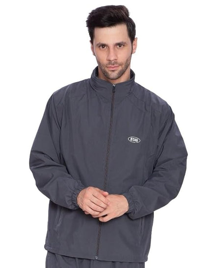Btag Men's Winter Solid Polyester Full Zip Sportswear Regular Fit Jacket, Pack of 1