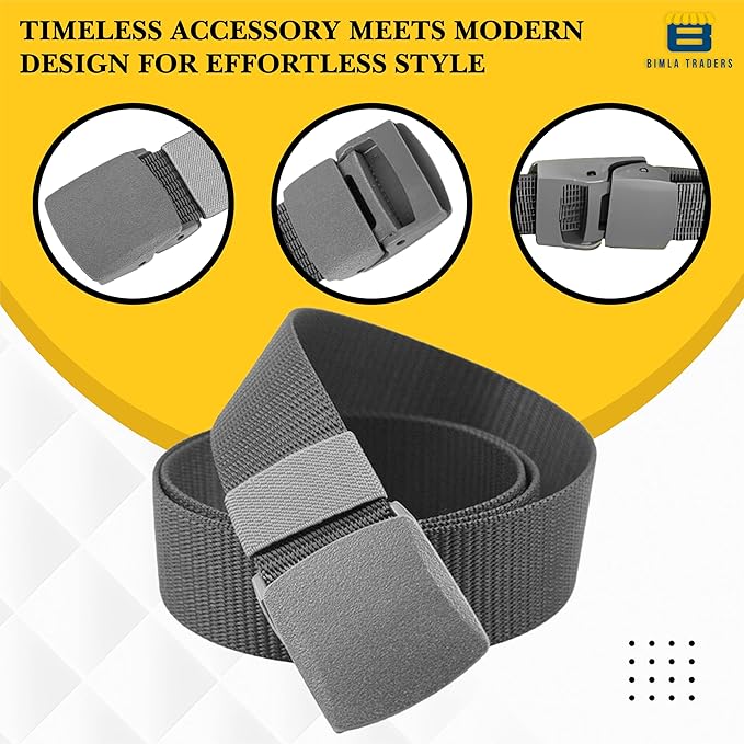 BTfash Men's Canvas Reversible Waist Belt, Fits on upto 40 Inches Waist Size | Pack of 1 |
