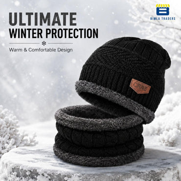 Bimla Traders Mens Winter Beanie Hats Scarf Set (2 Piece Combo)