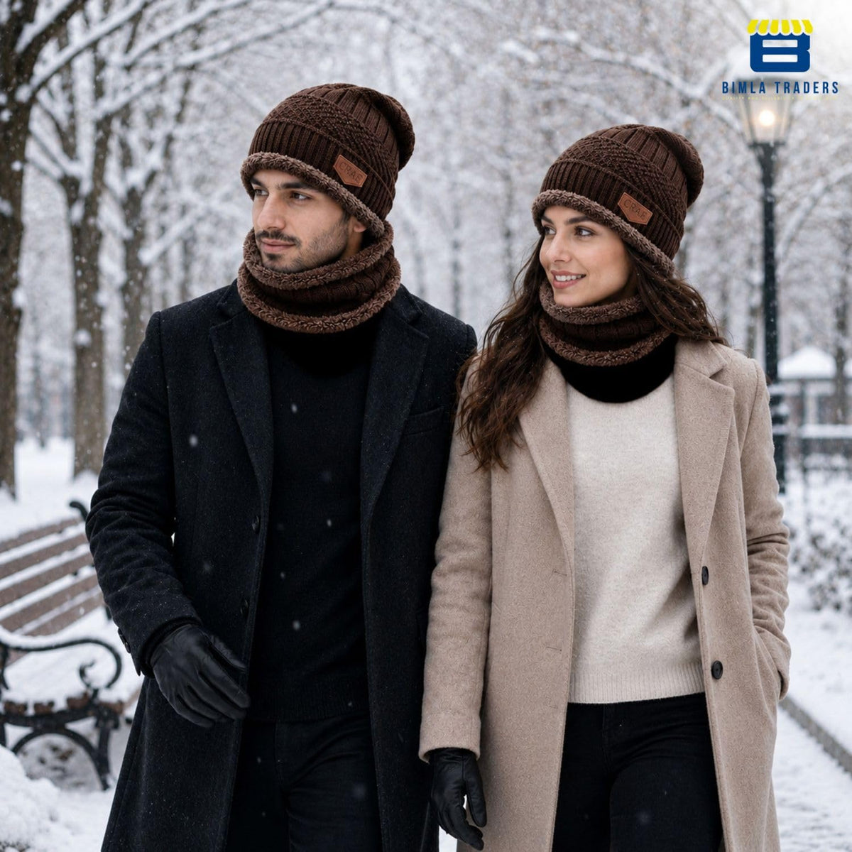 Bimla Traders Mens Winter Beanie Hats Scarf Set (2 Piece Combo)
