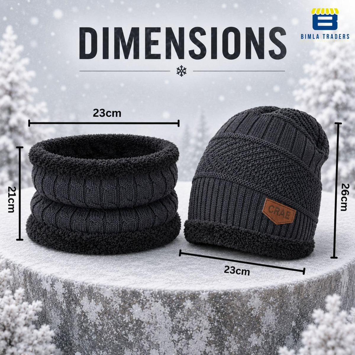 Bimla Traders Mens Winter Beanie Hats Scarf Set (2 Piece Combo)