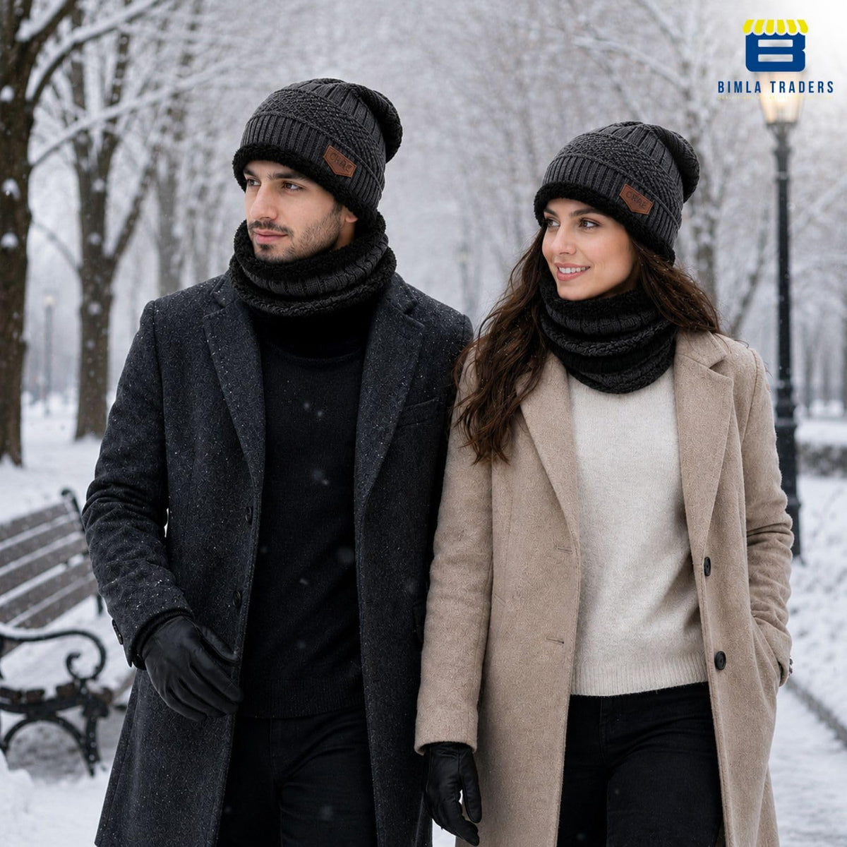 Bimla Traders Mens Winter Beanie Hats Scarf Set (2 Piece Combo)
