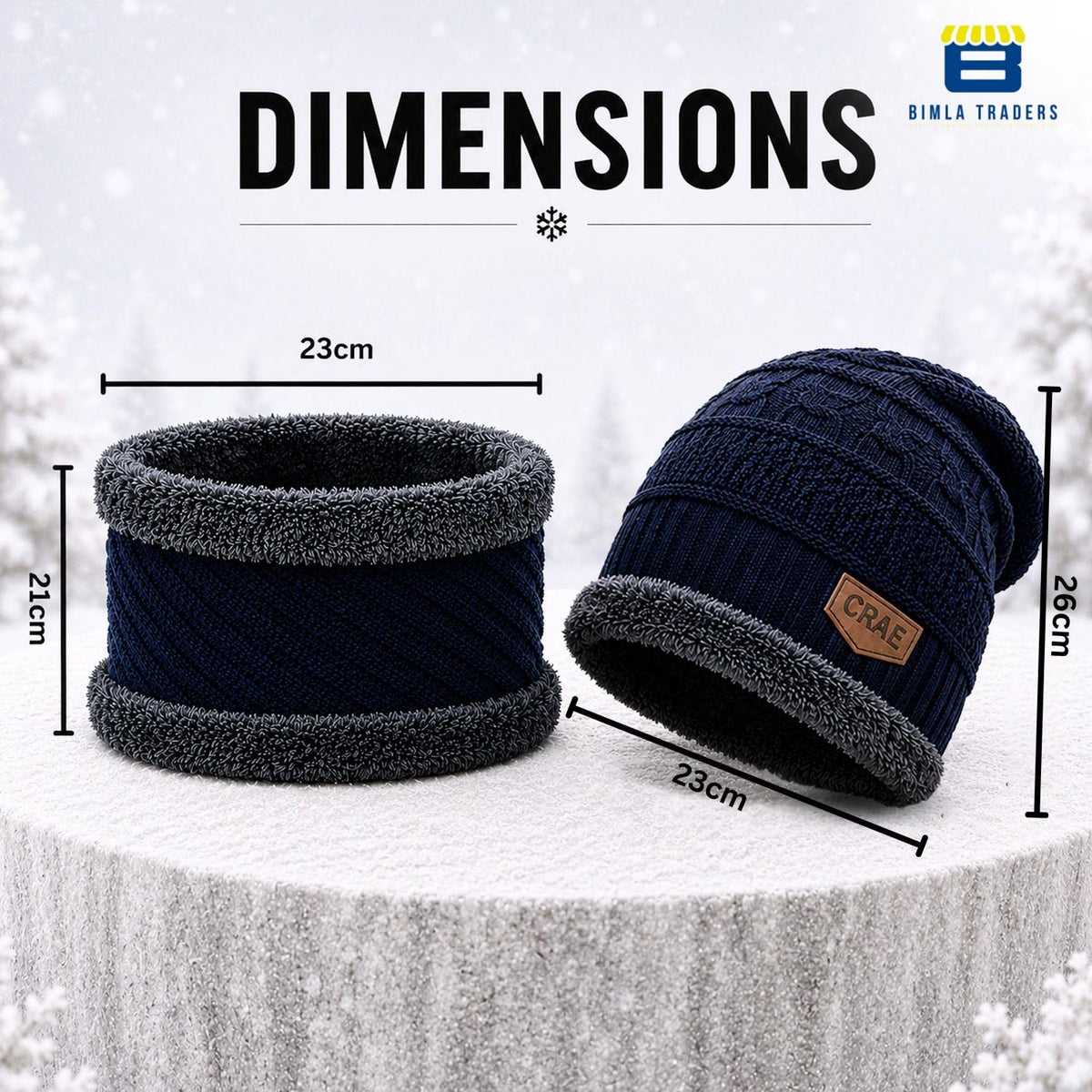 Bimla Traders Mens Winter Beanie Hats Scarf Set (2 Piece Combo)