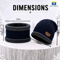 Bimla Traders Mens Winter Beanie Hats Scarf Set (2 Piece Combo)
