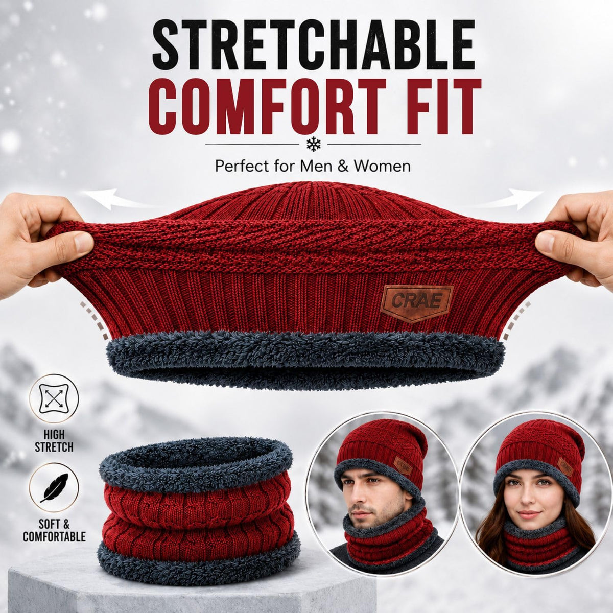 Bimla Traders Mens Winter Beanie Hats Scarf Set (2 Piece Combo)