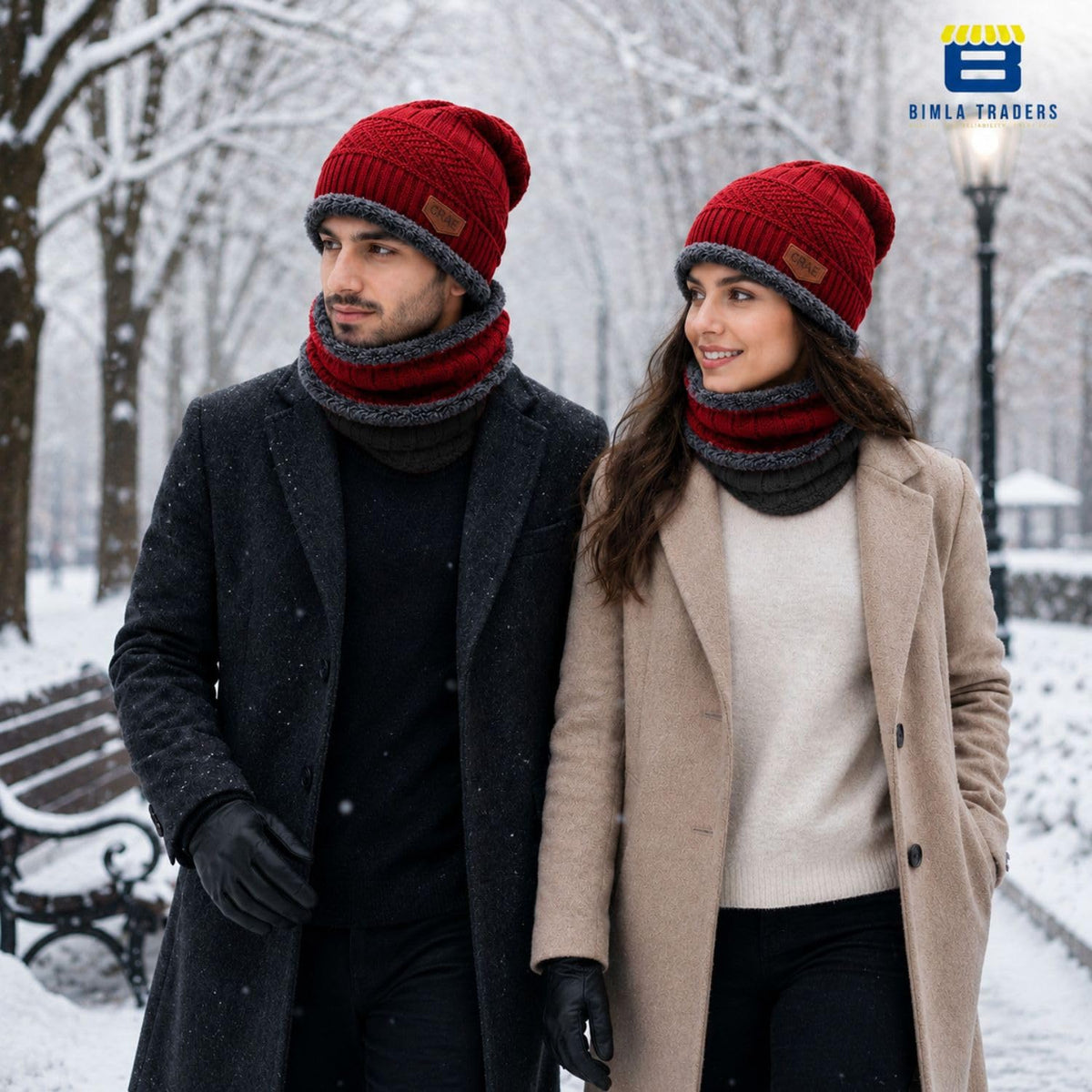 Bimla Traders Mens Winter Beanie Hats Scarf Set (2 Piece Combo)
