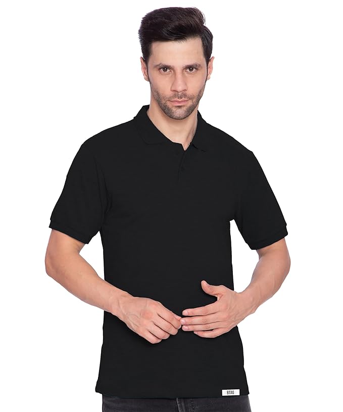 Btag Men's Regular Fit Polo Neck Half Sleeve Solid Basic T-Shirt | Pack of 1