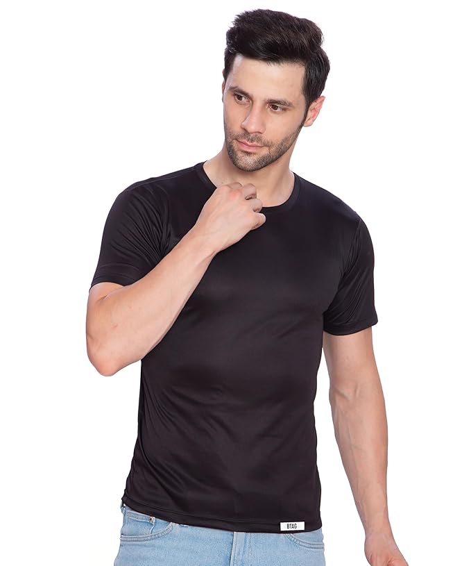 Btag Men's Dri-Fit Round Neck Half Sleeve Solid Basic T-Shirt | Pack of 1
