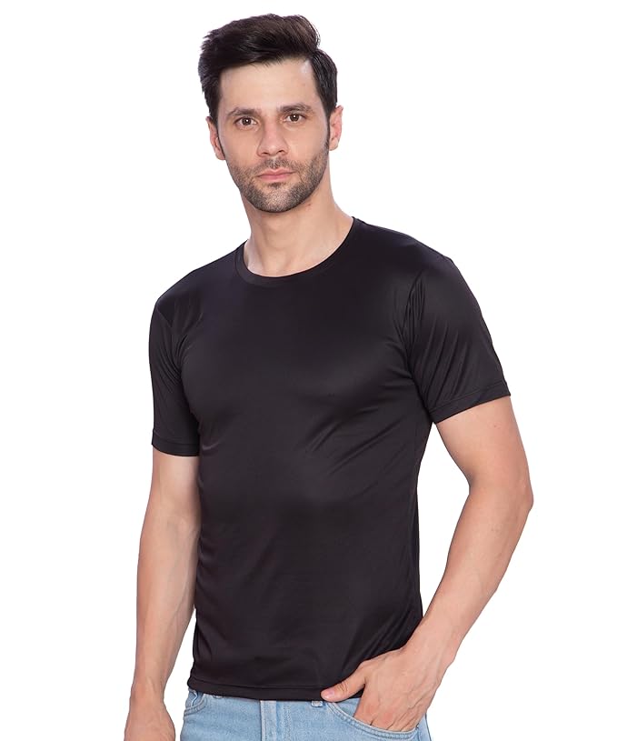 Btag Men's Dri-Fit Round Neck Half Sleeve Solid Basic T-Shirt | Pack of 1