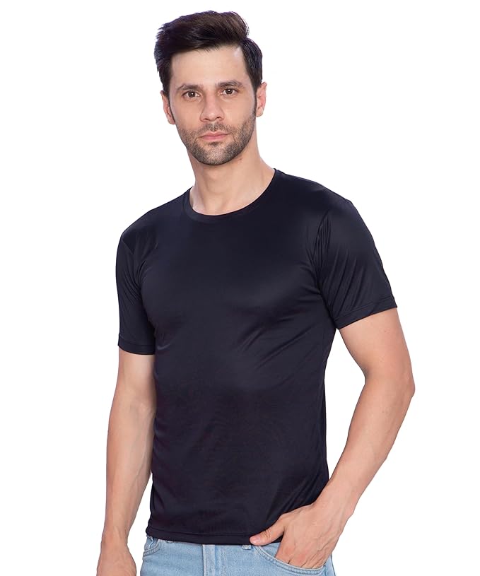 Btag Men's Dri-Fit Round Neck Half Sleeve Solid Basic T-Shirt | Pack of 1