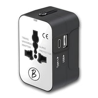 Btag Universal Travel Adapter All in One Worldwide, Wall Charger with USB Ports with Multi Type Power Outlet (1U,1C USB 2.4A,100-240) Voltage