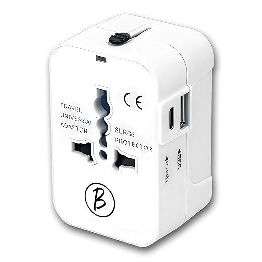 Btag Universal Travel Adapter All in One Worldwide, Wall Charger with USB Ports with Multi Type Power Outlet (QC18W-PD20W,100-240) Voltage
