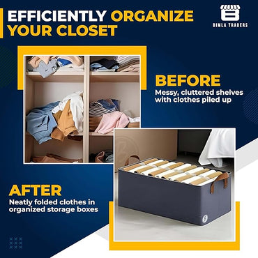 Crae Clothes, Foldable Clothes Storage Baskets for Wardrobe, Books, Saree, Shirts, Stationery Paper, Document Toy,and Blankets Storage Box with Handles | 26 Liter |