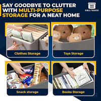 Crae Clothes, Foldable Clothes Storage Baskets for Wardrobe, Books, Saree, Shirts, Stationery Paper, Document Toy,and Blankets Storage Box with Handles | 26 Liter |