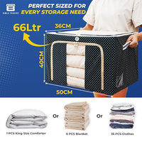 Crae Clothes, Foldable Clothes Storage Baskets for Wardrobe, Books, Saree, Shirts, Stationery Paper, Document Toy,and Blankets Storage Box with Handles|Assorted | 66 Liter |
