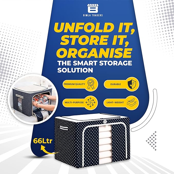 Btag Clothes, Foldable Clothes Storage Baskets for Wardrobe, Books, Saree, Shirts, Stationery Paper, Document Toy,and Blankets Storage Box with Handles|Assorted | 66 Liter |