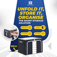 Btag Clothes, Foldable Clothes Storage Baskets for Wardrobe, Books, Saree, Shirts, Stationery Paper, Document Toy,and Blankets Storage Box with Handles|Assorted | 66 Liter |