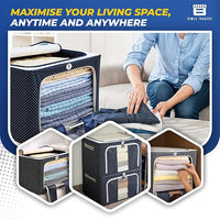 Crae Clothes, Foldable Clothes Storage Baskets for Wardrobe, Books, Saree, Shirts, Stationery Paper, Document Toy,and Blankets Storage Box with Handles|Assorted | 66 Liter |