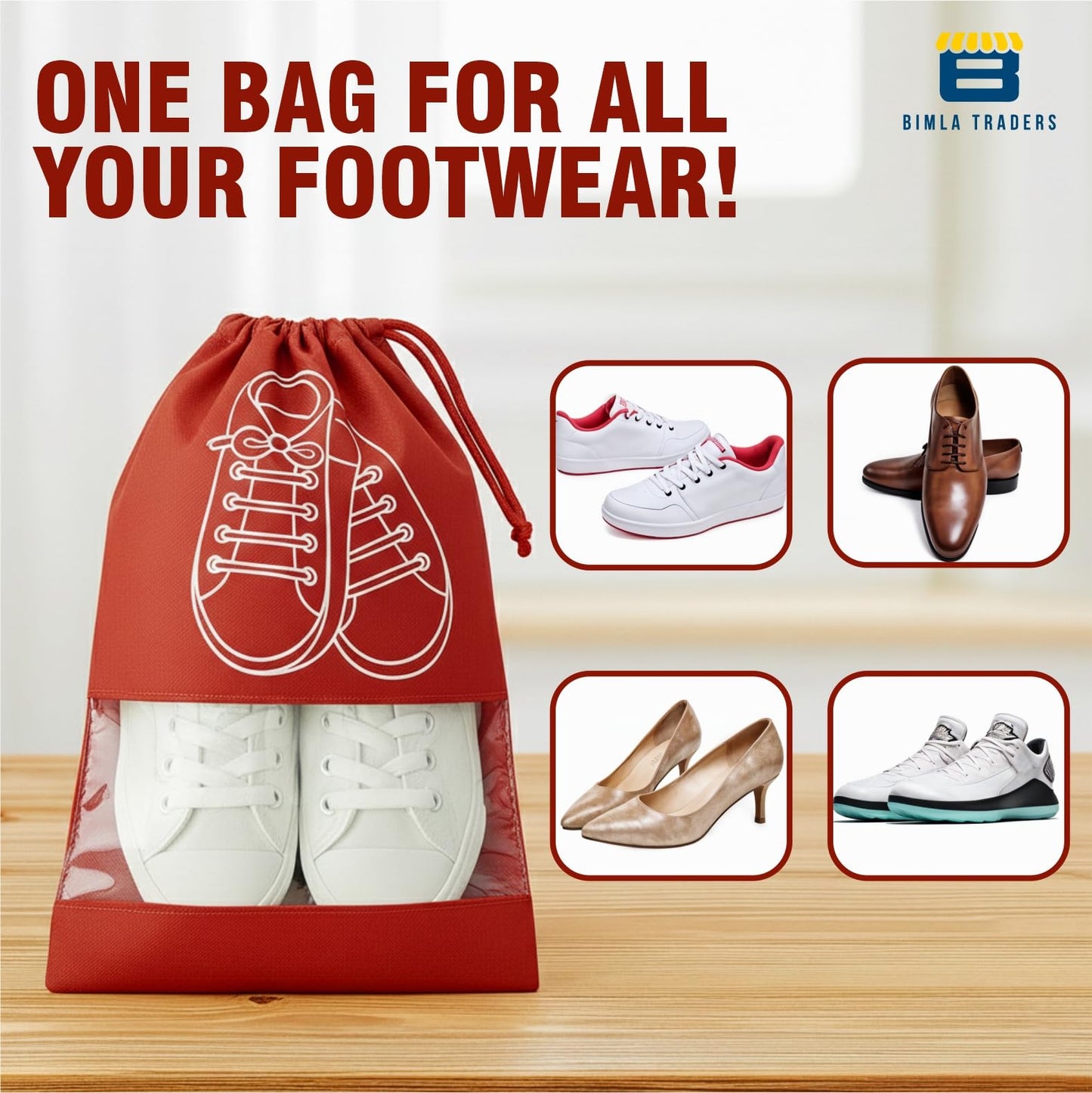 Bimla Traders Shoes Bag for Travel & Storage organizer for Men & Women | Travel Accessories | Shoe Organizer | Shoe Cover for Travel Essentials