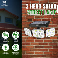 Bimla Traders Outdoor Solar Light with Motion Sensor - Waterproof 3 Adjustable Heads Ideal for Garden, Pathways and Driveways.