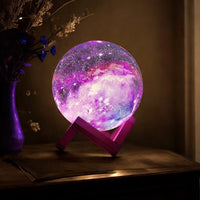 CRAE 3D Galaxy Moon Lamp Decor, Night Light with Wooden Stand | Touch Control LED Moon | Cool Decorative for Unisex