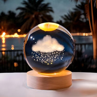 CRAE Sky Ball Night Lamp with Wooden Stand for Gift for Girls, Birthday Gift, Home Decor, and Cloud Lamp (Sky)