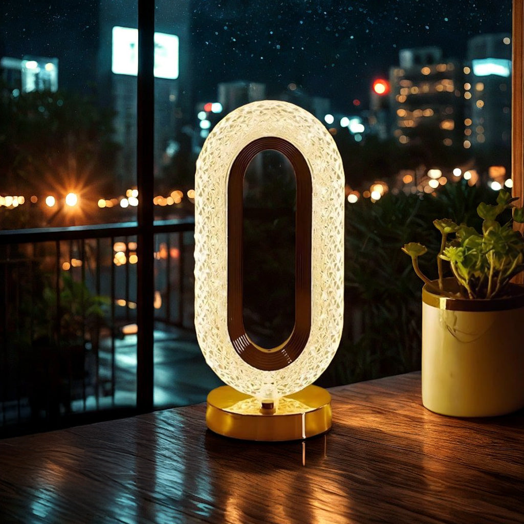 CRAE Oval Crystal Desk Lamp-Touch Control Night Light with Stand, Bedside Lamp, Home Furnishing Decoration, Perfect for Gifts (Oval)