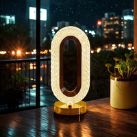 CRAE Oval Crystal Desk Lamp-Touch Control Night Light with Stand, Bedside Lamp, Home Furnishing Decoration, Perfect for Gifts (Oval)