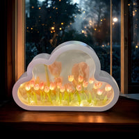 CRAE Romantic 3D Tulip Night Light, Simply Elegant Flower Lamp with Wooden Base for Bedroom, Home Decor, Nursery (Tulip)