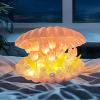 CRAE Shell Tulip Night Light Decorative Nights Lamp, DIY Tulips Flower Table Lamp Gift for Women, Girl, Soft Pink Glow, Home Decor (Shell Tulip)