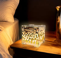 CRAE Mirror Cube Tulip Lamp | DIY Flowers Led Decorative Lamp | Table Ornaments for Bedroom | Gifts for Woman | Valentine Gift (Cube Tulip)