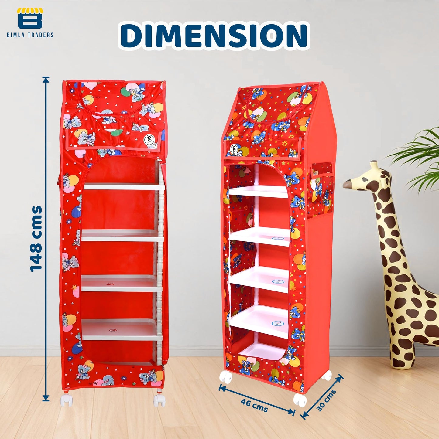 Bimla Traders Baby Almirah Kids Storage Organizer for Clothes,Books,Shoes,Toys Wardrobe for Multipurpose Collapsible