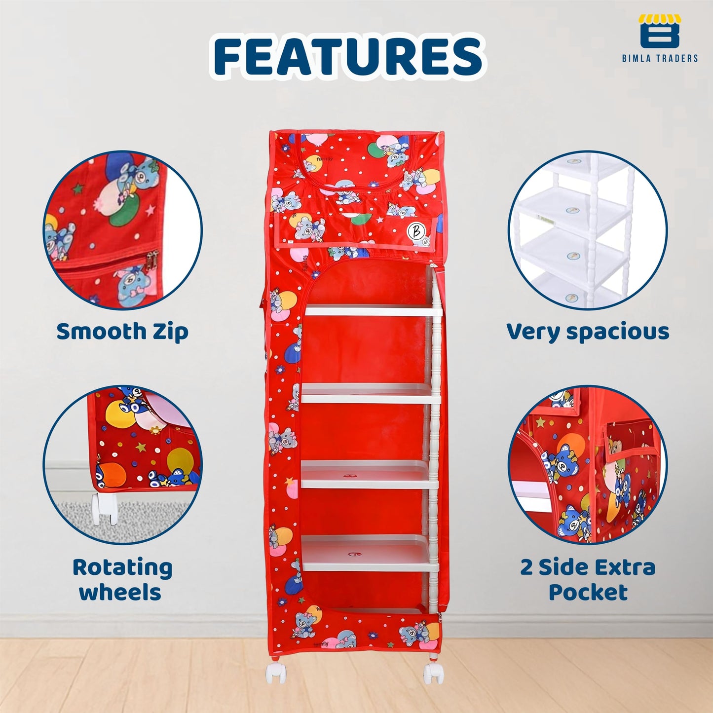 Bimla Traders Baby Almirah Kids Storage Organizer for Clothes,Books,Shoes,Toys Wardrobe for Multipurpose Collapsible