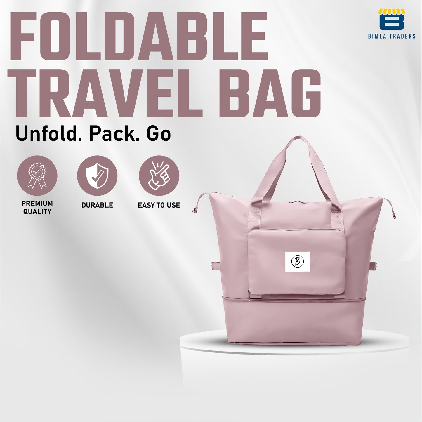 BTfash Waterproof Foldable Travel Bag for Women | 41 Liters Capacity | Shoulder Bags | Hand Bag for Ladies Personal Items Expandable Travel Bag, Carry Weekender Luggage for Travelling