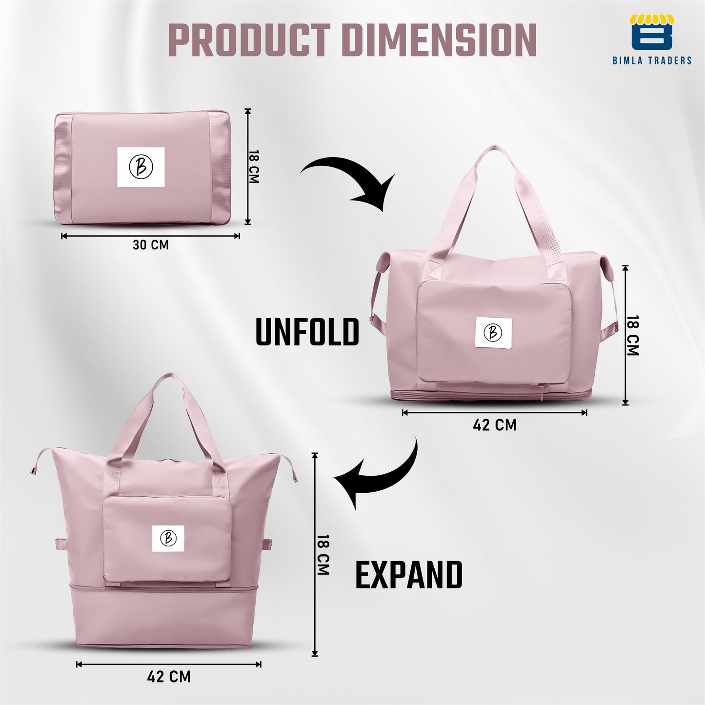 BTfash Waterproof Foldable Travel Bag for Women | 41 Liters Capacity | Shoulder Bags | Hand Bag for Ladies Personal Items Expandable Travel Bag, Carry Weekender Luggage for Travelling