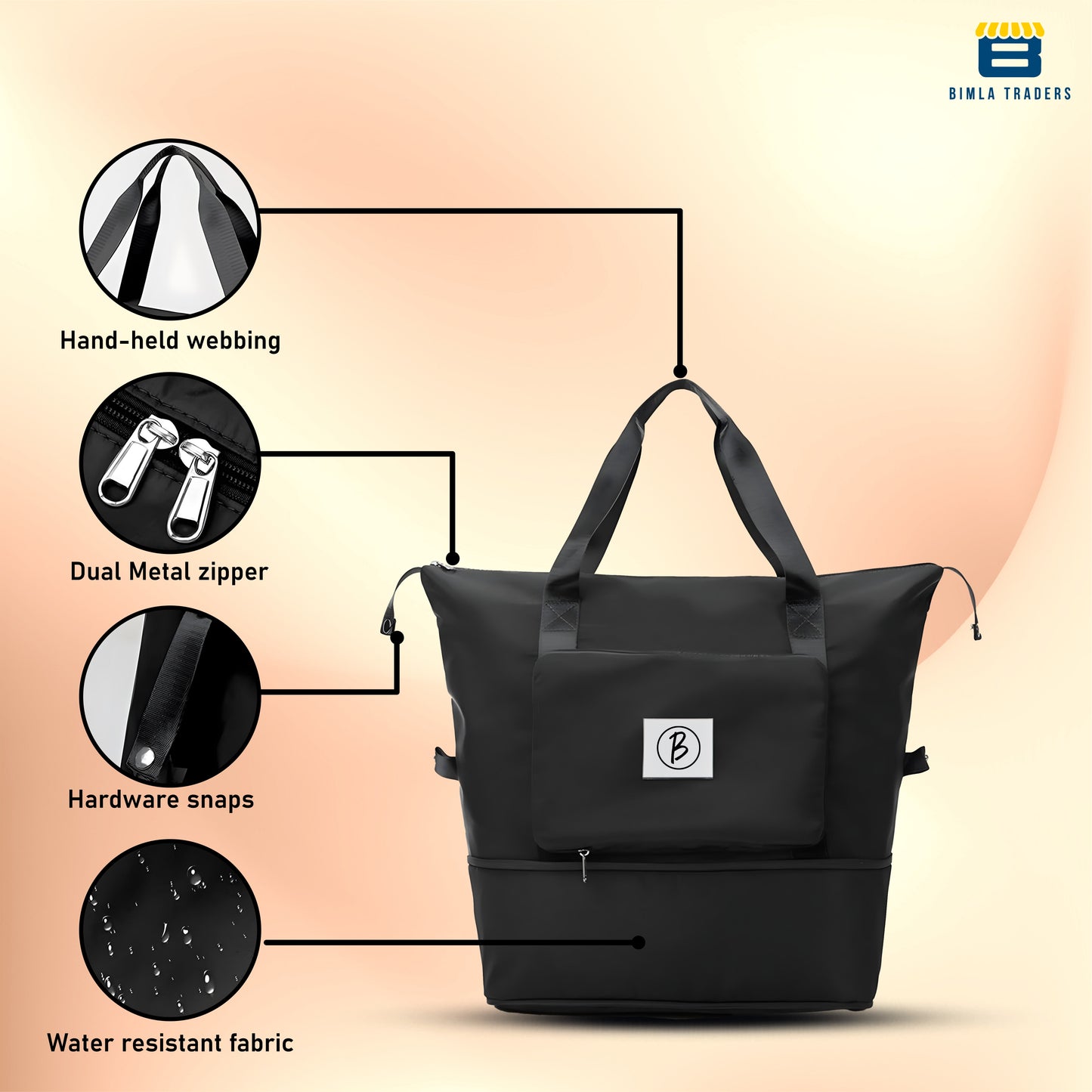 BTfash Waterproof Foldable Travel Bag for Women | 41 Liters Capacity | Shoulder Bags | Hand Bag for Ladies Personal Items Expandable Travel Bag, Carry Weekender Luggage for Travelling