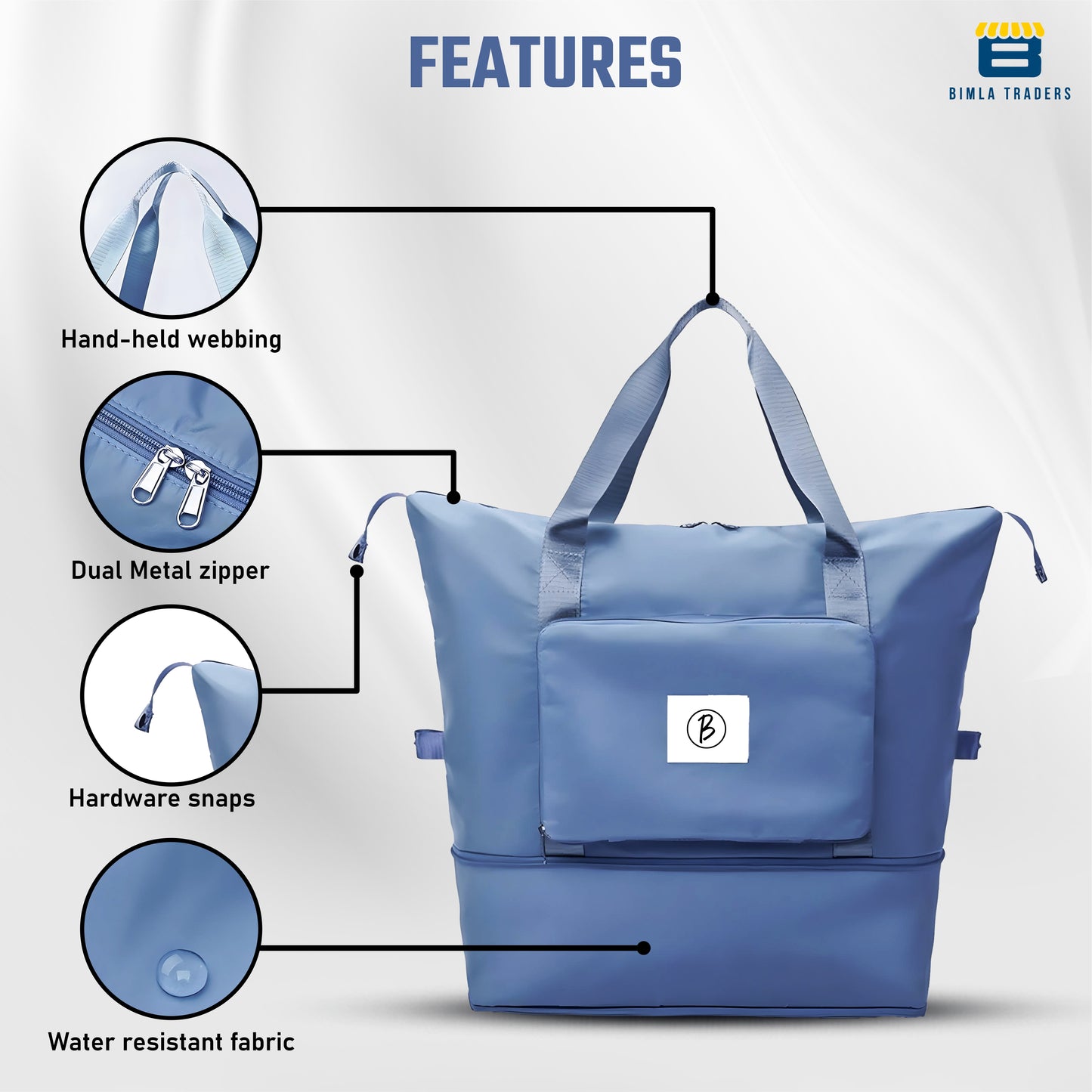 BTfash Waterproof Foldable Travel Bag for Women | 41 Liters Capacity | Shoulder Bags | Hand Bag for Ladies Personal Items Expandable Travel Bag, Carry Weekender Luggage for Travelling