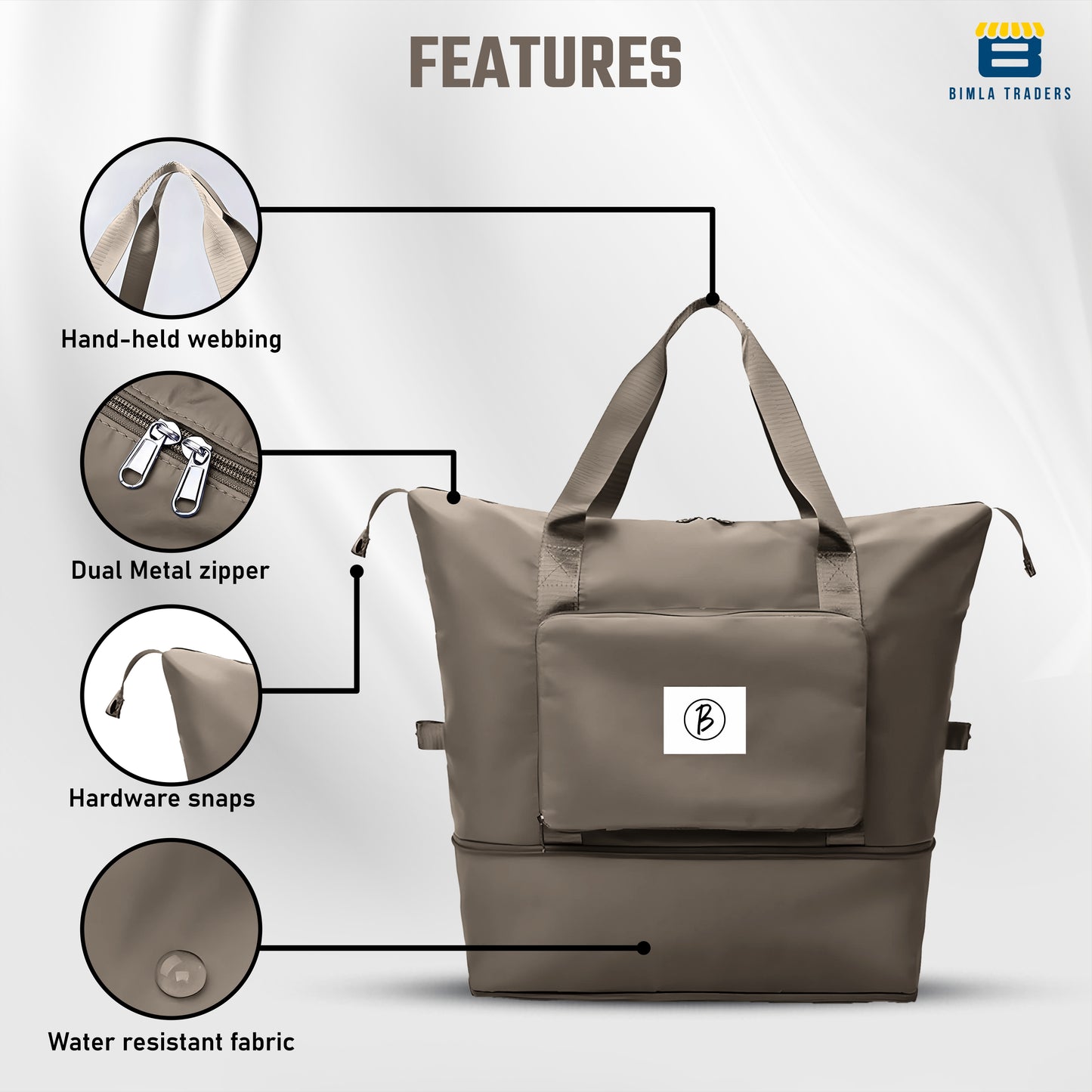 BTfash Waterproof Foldable Travel Bag for Women | 41 Liters Capacity | Shoulder Bags | Hand Bag for Ladies Personal Items Expandable Travel Bag, Carry Weekender Luggage for Travelling