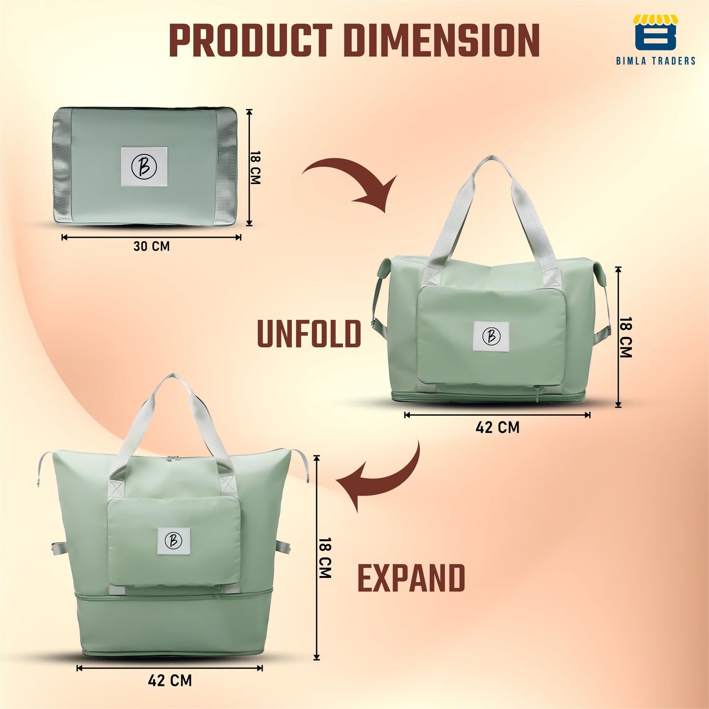 BTfash Waterproof Foldable Travel Bag for Women | 41 Liters Capacity | Shoulder Bags | Hand Bag for Ladies Personal Items Expandable Travel Bag, Carry Weekender Luggage for Travelling