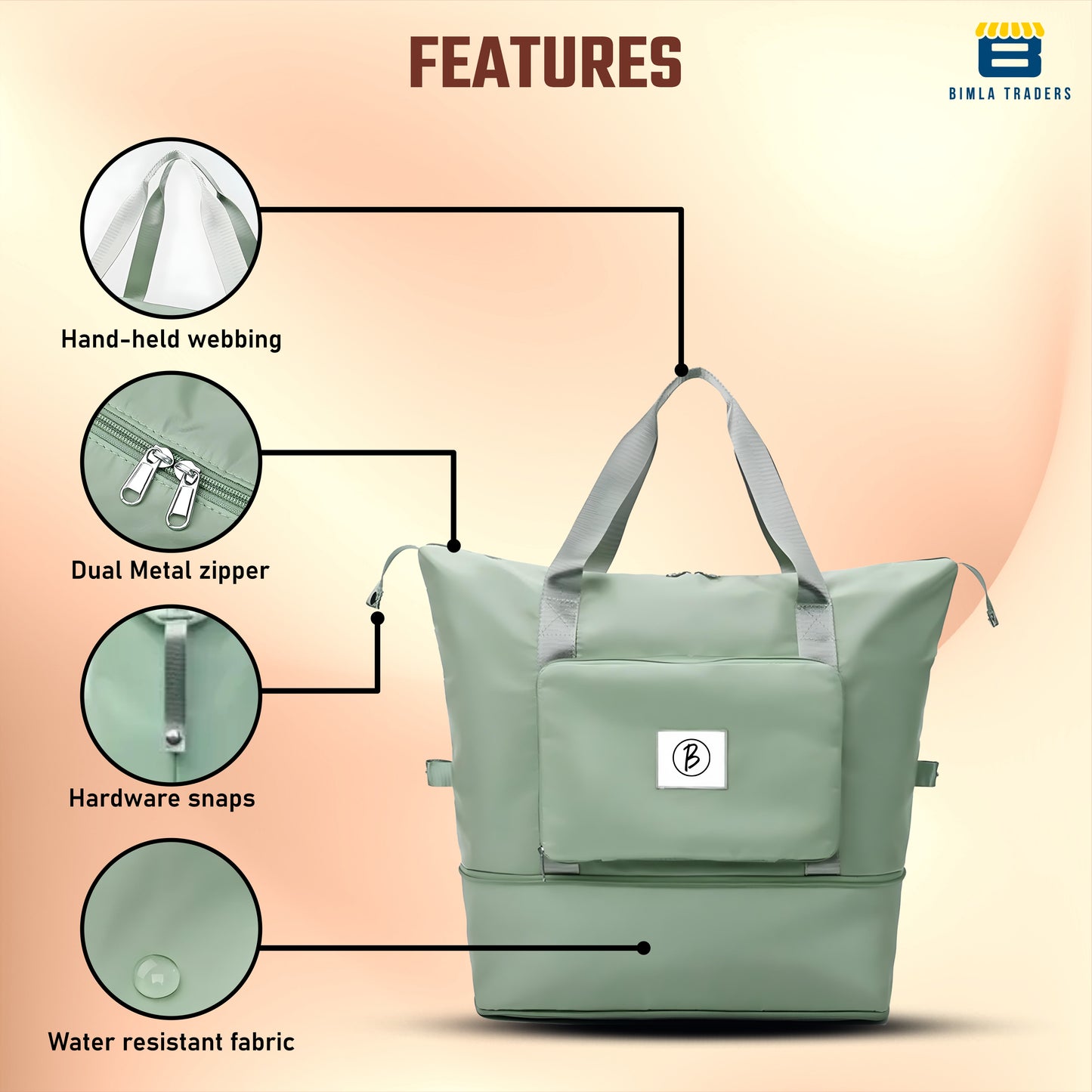 BTfash Waterproof Foldable Travel Bag for Women | 41 Liters Capacity | Shoulder Bags | Hand Bag for Ladies Personal Items Expandable Travel Bag, Carry Weekender Luggage for Travelling