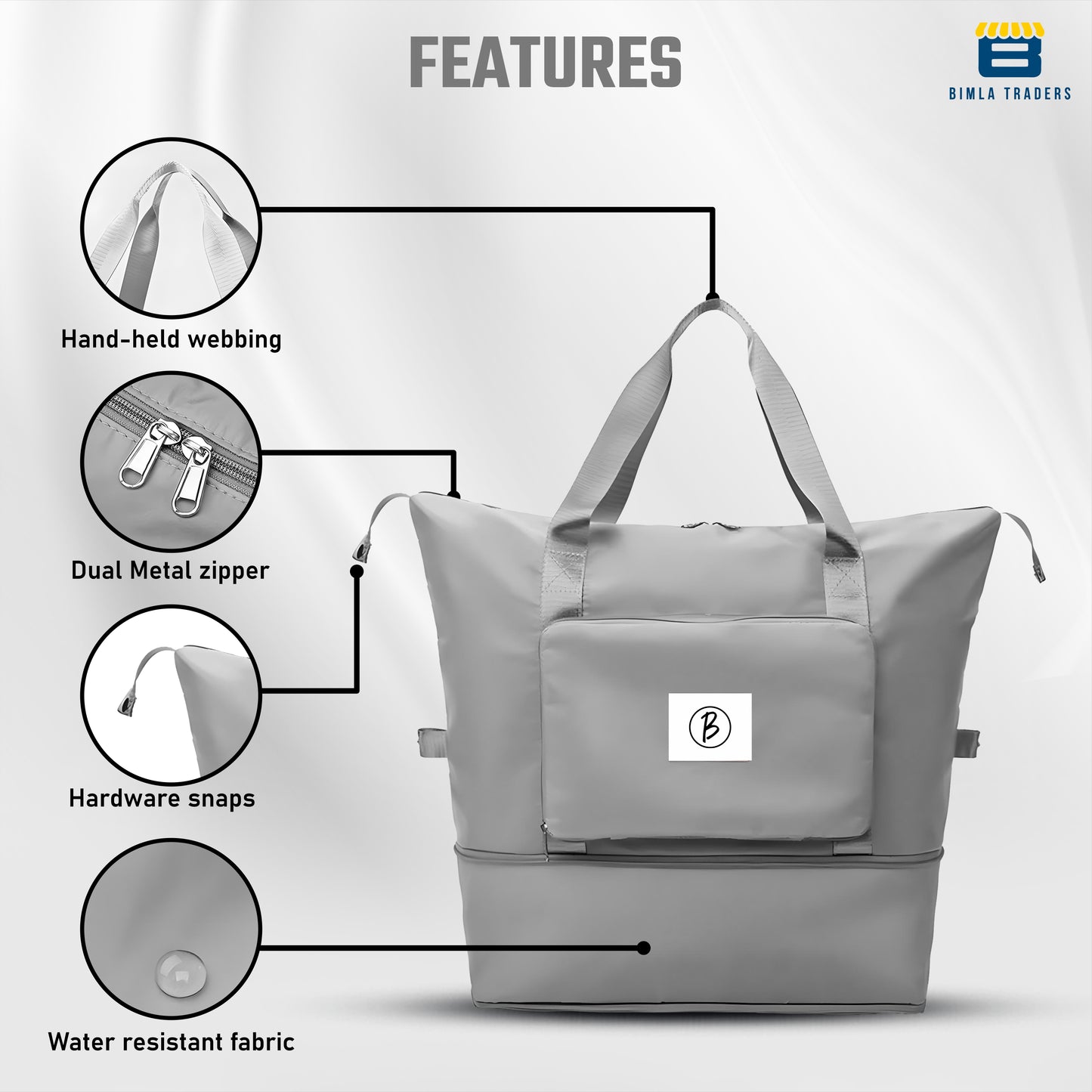 BTfash Waterproof Foldable Travel Bag for Women | 41 Liters Capacity | Shoulder Bags | Hand Bag for Ladies Personal Items Expandable Travel Bag, Carry Weekender Luggage for Travelling