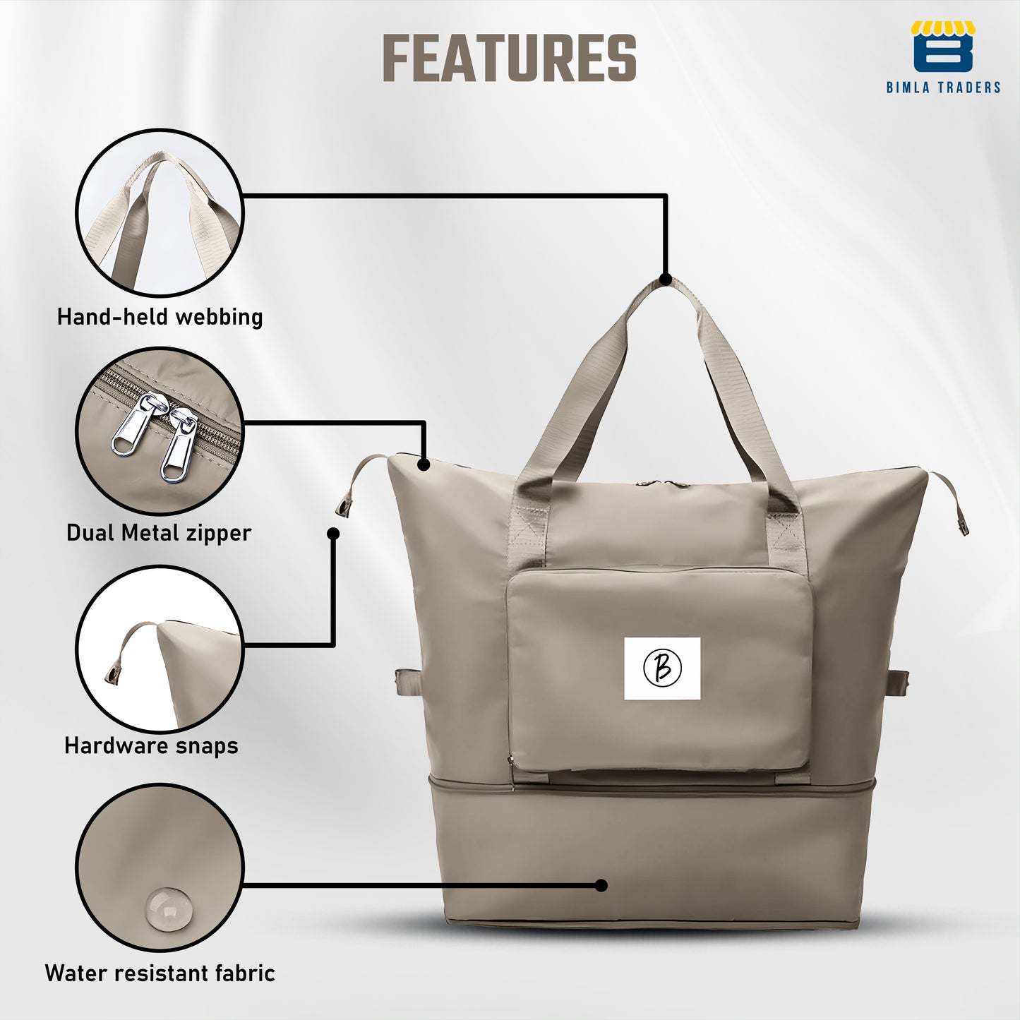 BTfash Waterproof Foldable Travel Bag for Women | 41 Liters Capacity | Shoulder Bags | Hand Bag for Ladies Personal Items Expandable Travel Bag, Carry Weekender Luggage for Travelling