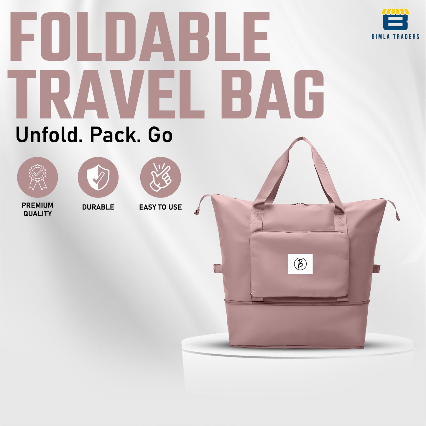 BTfash Waterproof Foldable Travel Bag for Women | 41 Liters Capacity | Shoulder Bags | Hand Bag for Ladies Personal Items Expandable Travel Bag, Carry Weekender Luggage for Travelling