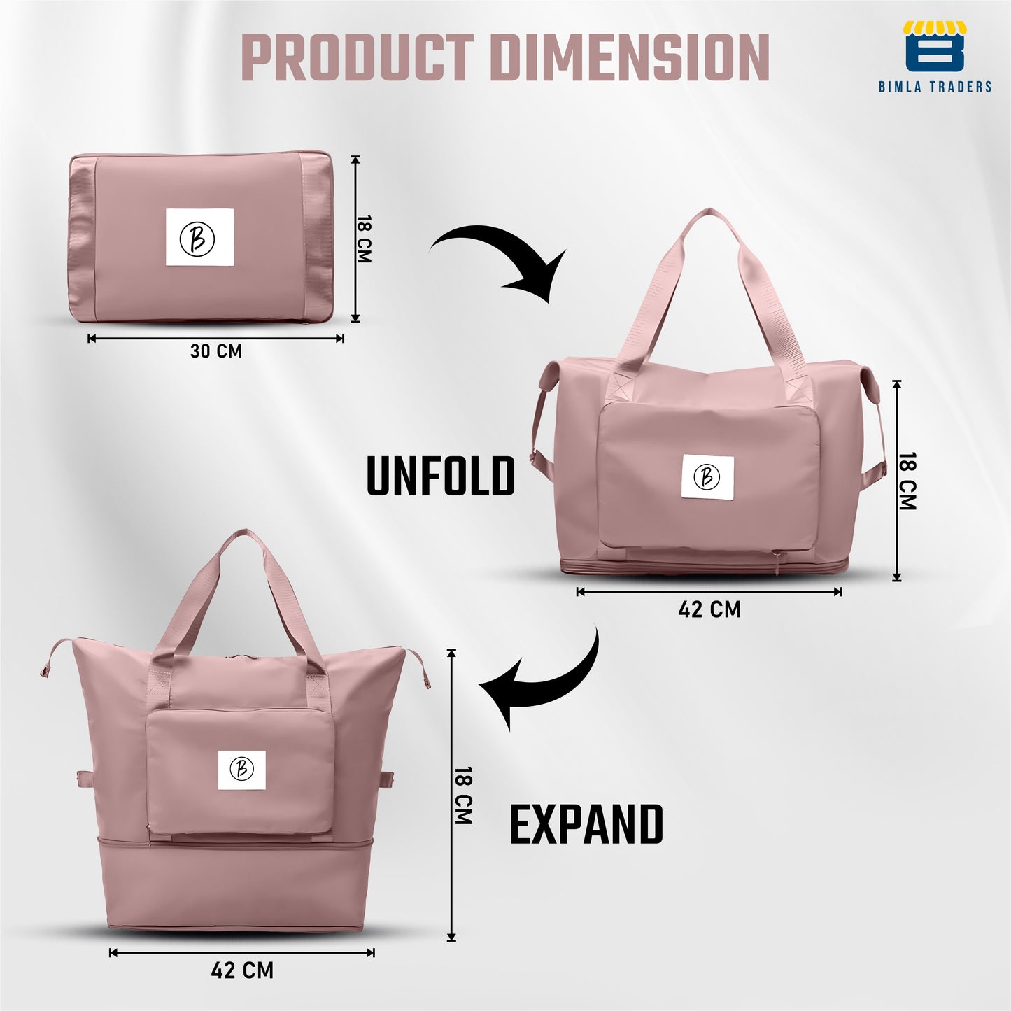 BTfash Waterproof Foldable Travel Bag for Women | 41 Liters Capacity | Shoulder Bags | Hand Bag for Ladies Personal Items Expandable Travel Bag, Carry Weekender Luggage for Travelling