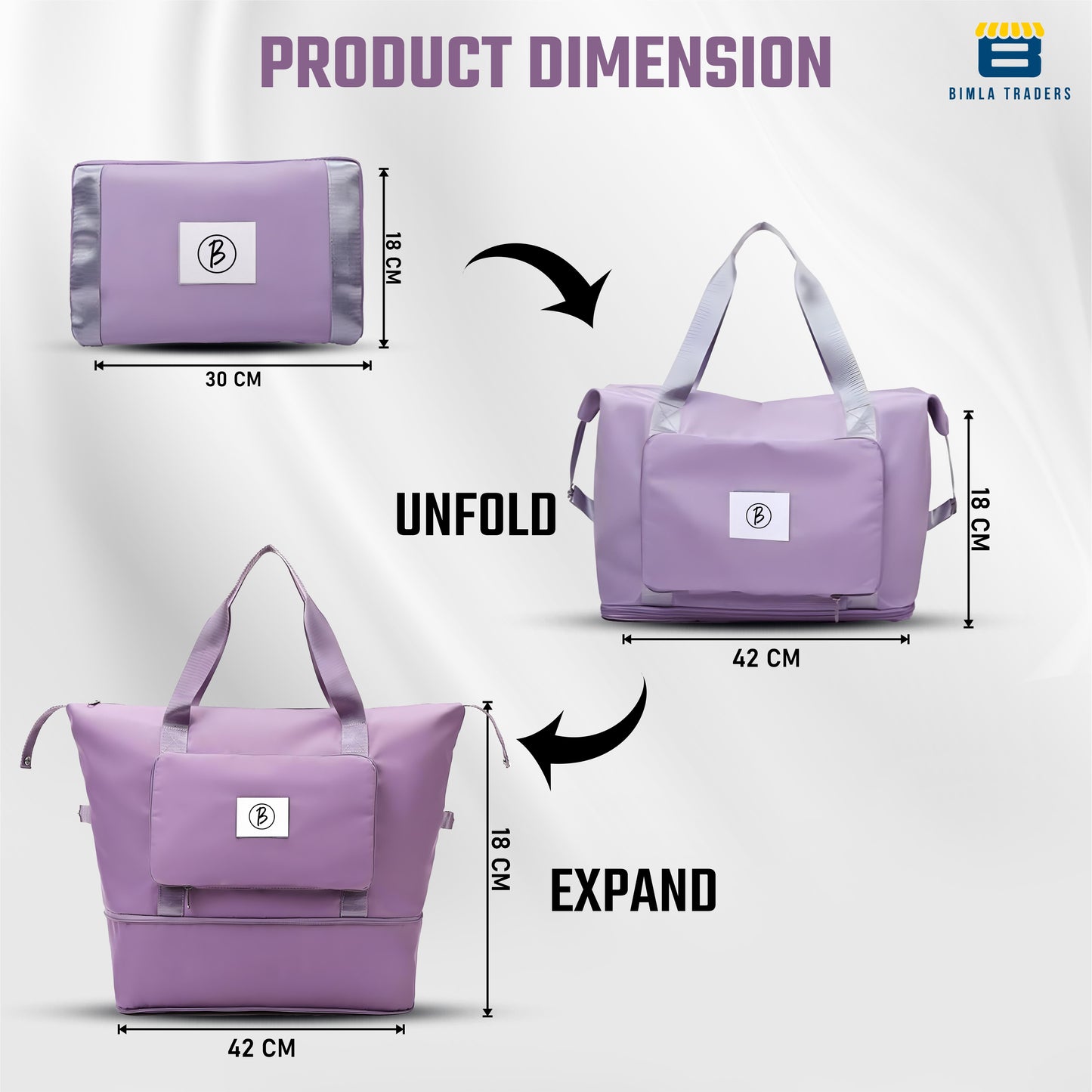 BTfash Waterproof Foldable Travel Bag for Women | 41 Liters Capacity | Shoulder Bags | Hand Bag for Ladies Personal Items Expandable Travel Bag, Carry Weekender Luggage for Travelling