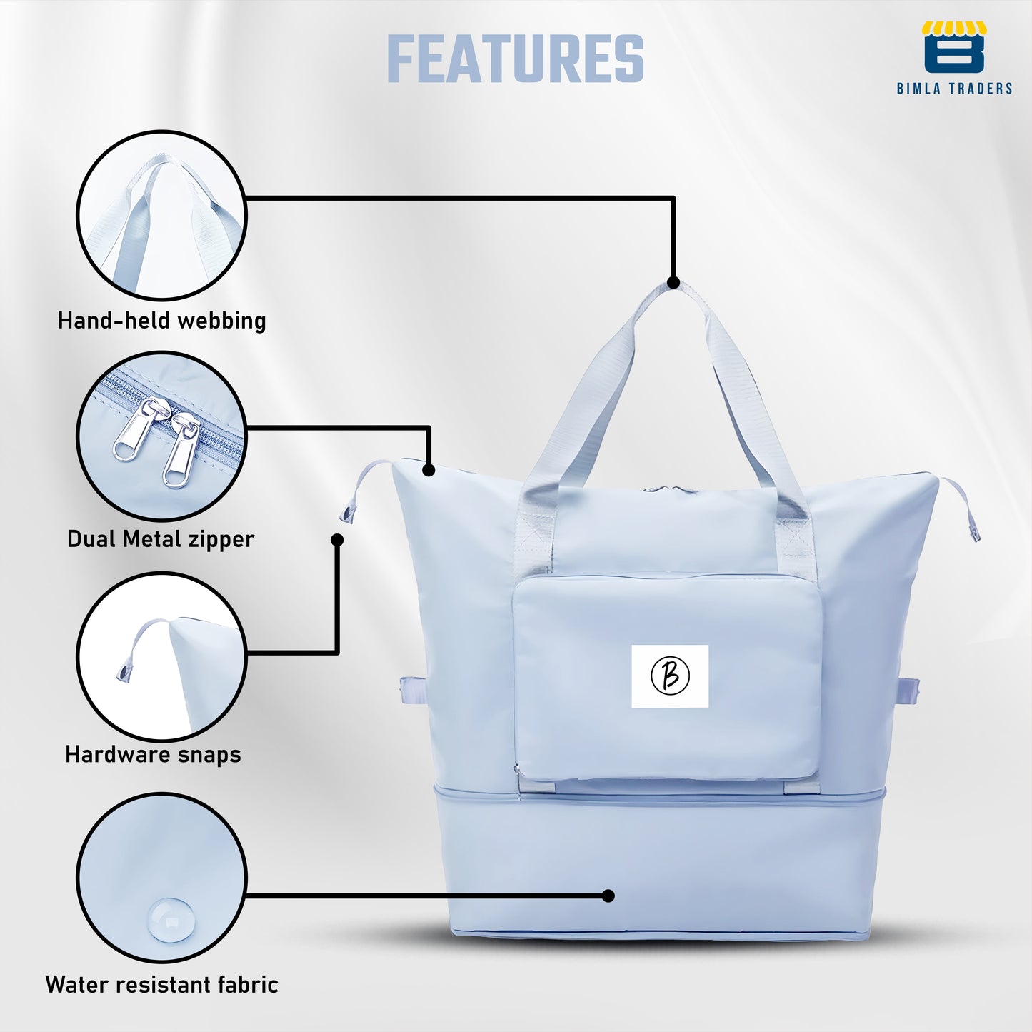BTfash Waterproof Foldable Travel Bag for Women | 41 Liters Capacity | Shoulder Bags | Hand Bag for Ladies Personal Items Expandable Travel Bag, Carry Weekender Luggage for Travelling