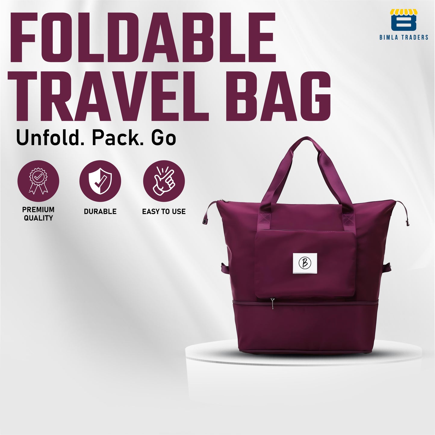 BTfash Waterproof Foldable Travel Bag for Women | 41 Liters Capacity | Shoulder Bags | Hand Bag for Ladies Personal Items Expandable Travel Bag, Carry Weekender Luggage for Travelling