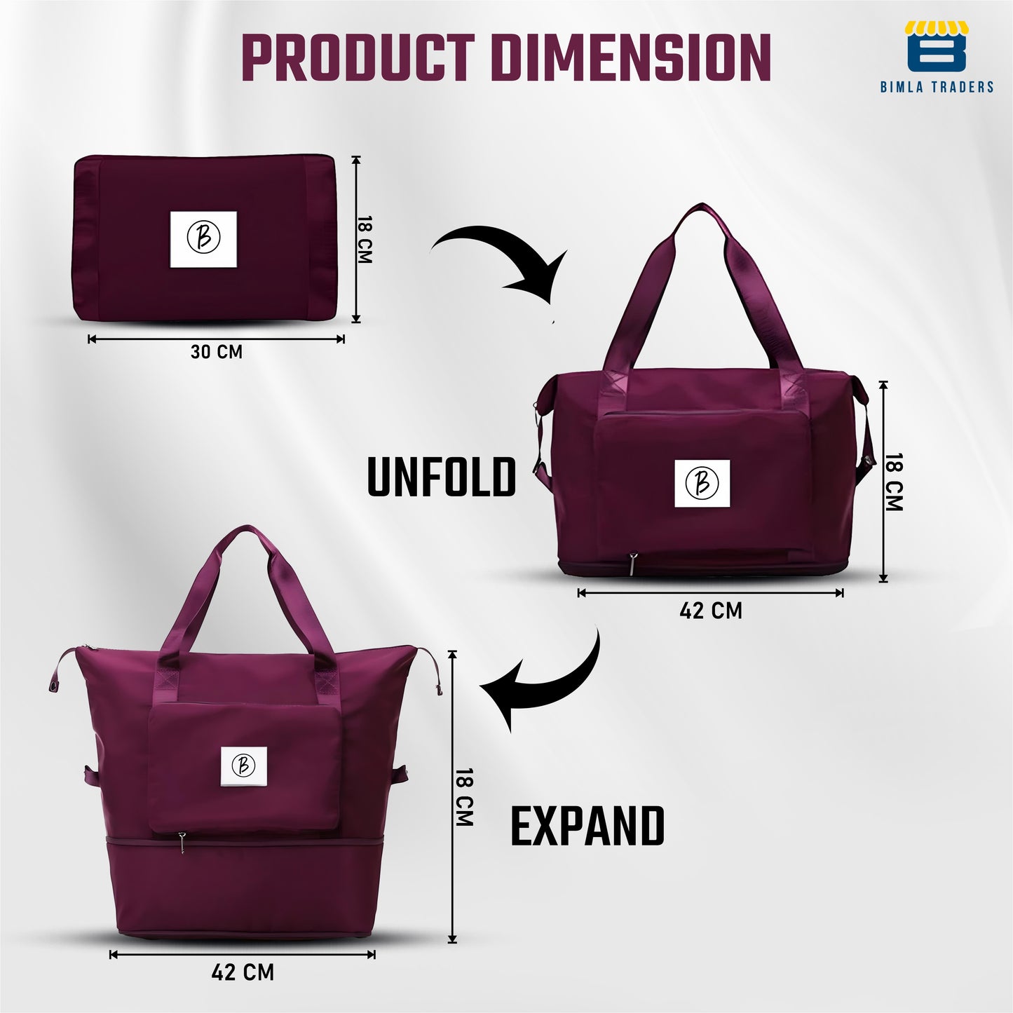BTfash Waterproof Foldable Travel Bag for Women | 41 Liters Capacity | Shoulder Bags | Hand Bag for Ladies Personal Items Expandable Travel Bag, Carry Weekender Luggage for Travelling