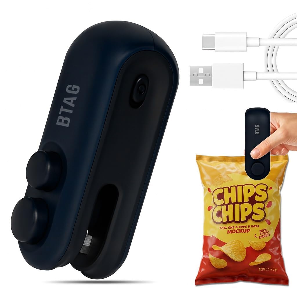 Bimla Traders USB Rechargeable Mini Bag Sealer – Portable Heat Sealer for Plastic & Snack Bags with Safety Lock, Compact & Lightweight – Ideal for Kitchen Storage, Travel & Home Use. Pack of 1