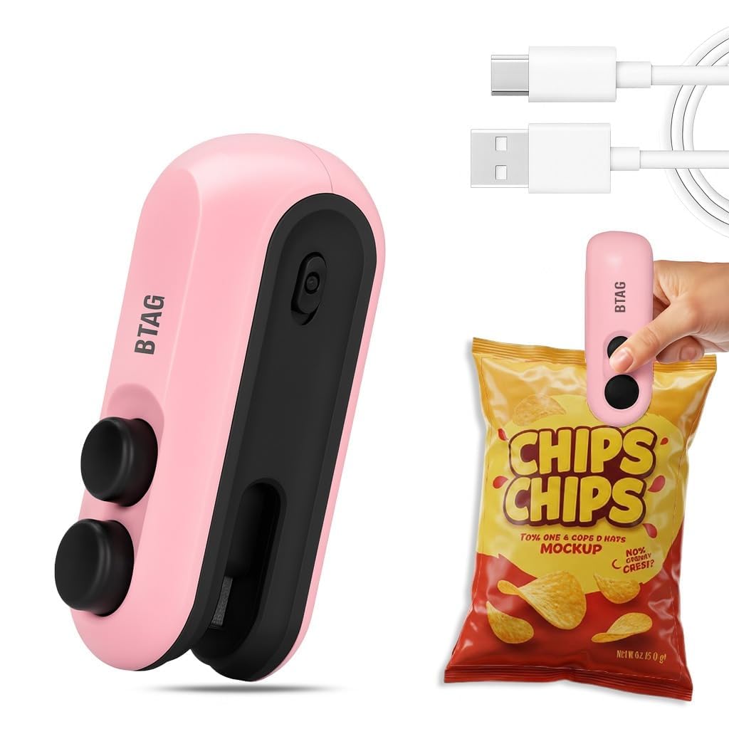Bimla Traders USB Rechargeable Mini Bag Sealer – Portable Heat Sealer for Plastic & Snack Bags with Safety Lock, Compact & Lightweight – Ideal for Kitchen Storage, Travel & Home Use. Pack of 1